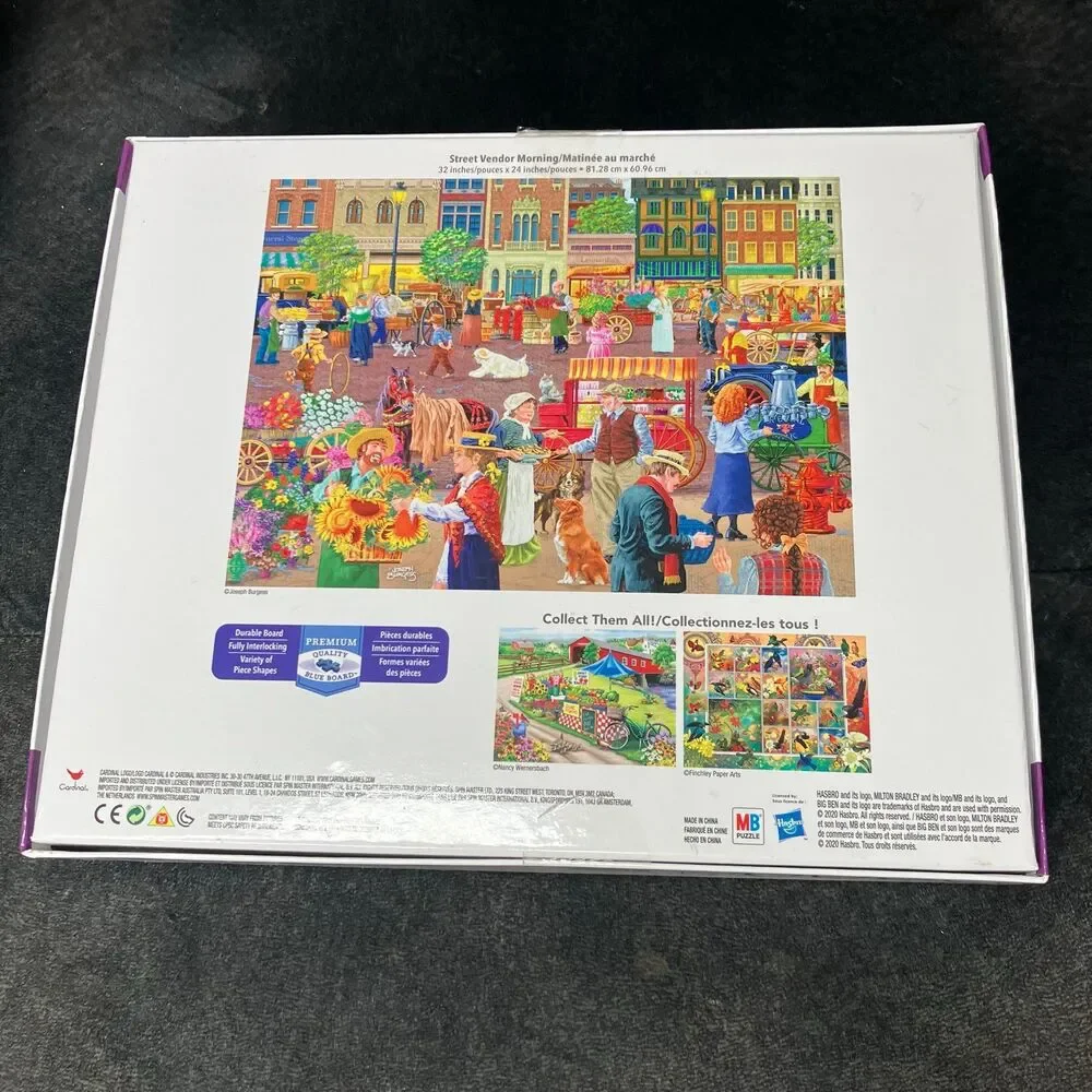 Joseph Burgess Street Vendor Morning Artwork 2000 Piece Puzzle- Poster, New MB